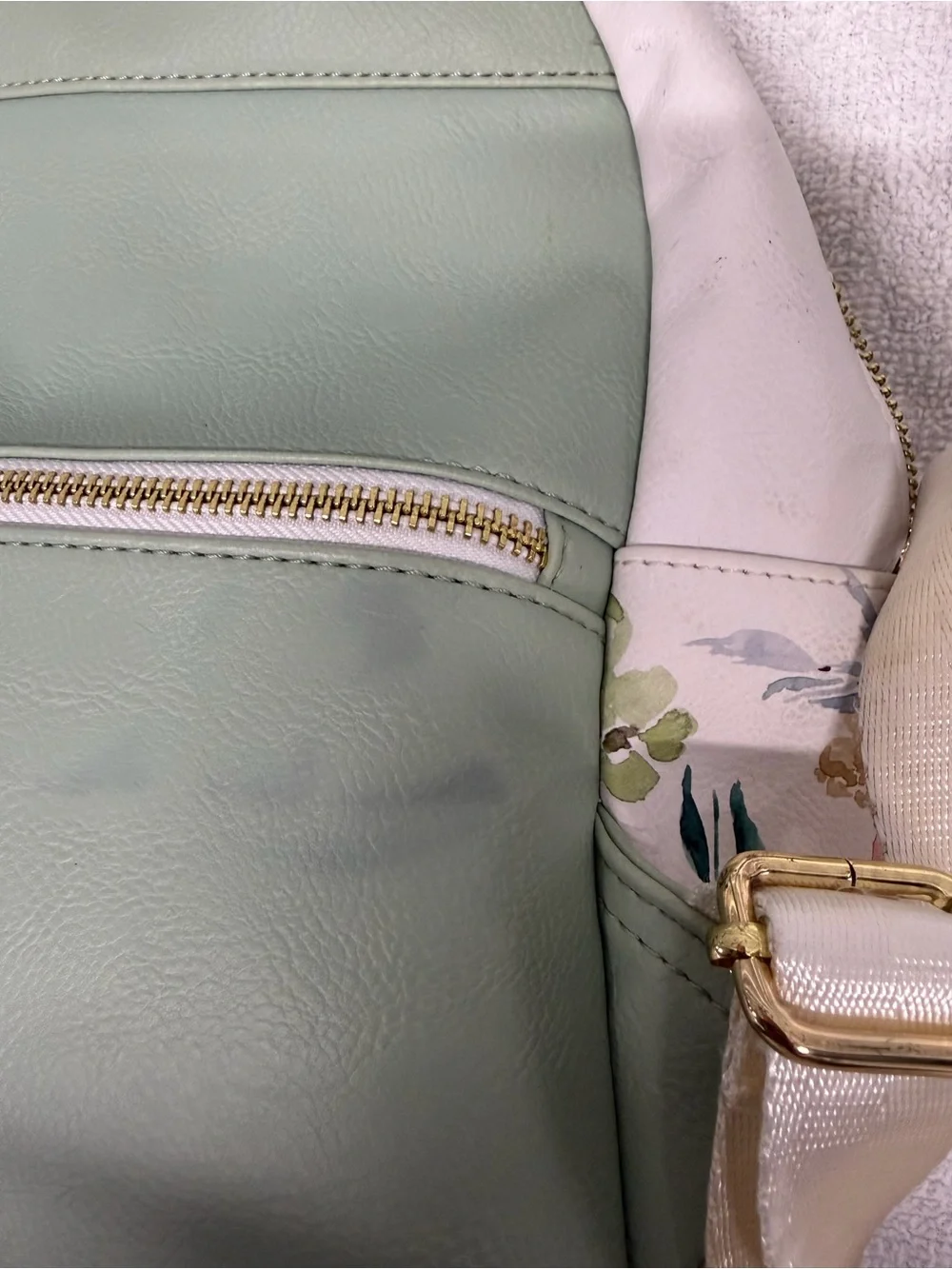 Floral White & Sage Mini Backpack by